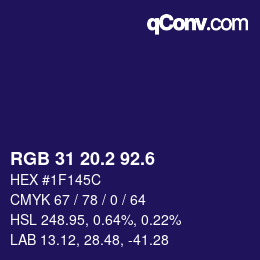 カラーコード: RGB 31 20.2 92.6 | qconv.com