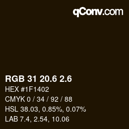 カラーコード: RGB 31 20.6 2.6 | qconv.com