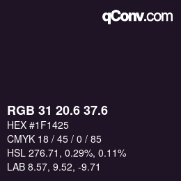 カラーコード: RGB 31 20.6 37.6 | qconv.com