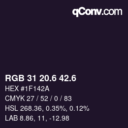 カラーコード: RGB 31 20.6 42.6 | qconv.com