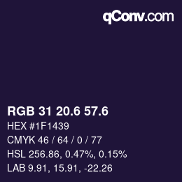 カラーコード: RGB 31 20.6 57.6 | qconv.com