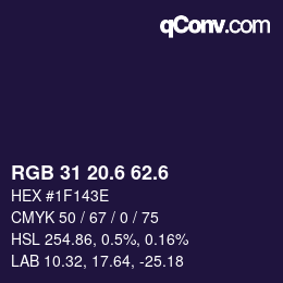 カラーコード: RGB 31 20.6 62.6 | qconv.com