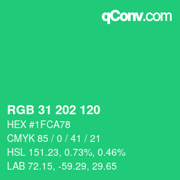 Color code: RGB 31 202 120 | qconv.com
