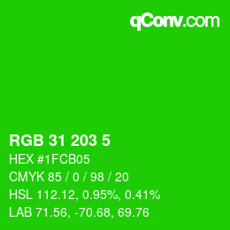 Color code: RGB 31 203 5 | qconv.com