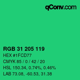 Color code: RGB 31 205 119 | qconv.com