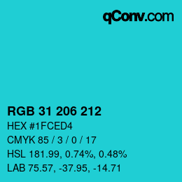 Color code: RGB 31 206 212 | qconv.com