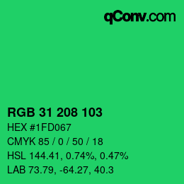 Color code: RGB 31 208 103 | qconv.com
