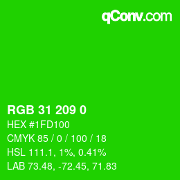 Color code: RGB 31 209 0 | qconv.com