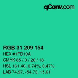Color code: RGB 31 209 154 | qconv.com