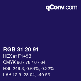 Color code: RGB 31 20 91 | qconv.com