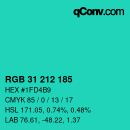 Color code: RGB 31 212 185 | qconv.com