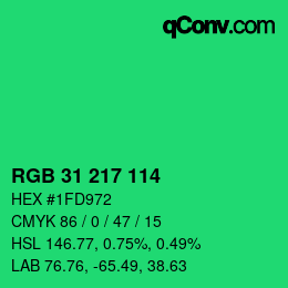 Color code: RGB 31 217 114 | qconv.com