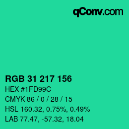 Color code: RGB 31 217 156 | qconv.com