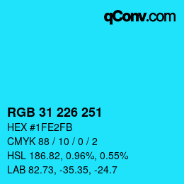 Color code: RGB 31 226 251 | qconv.com