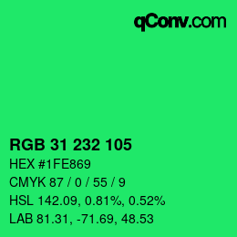 Color code: RGB 31 232 105 | qconv.com