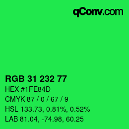 Color code: RGB 31 232 77 | qconv.com