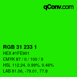 Color code: RGB 31 233 1 | qconv.com