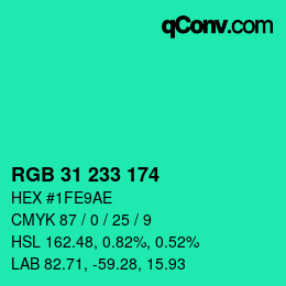 Color code: RGB 31 233 174 | qconv.com
