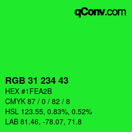 Código de color: RGB 31 234 43 | qconv.com