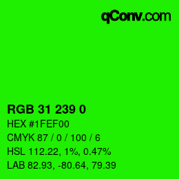 Color code: RGB 31 239 0 | qconv.com