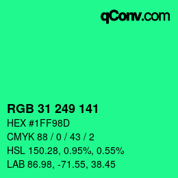Color code: RGB 31 249 141 | qconv.com