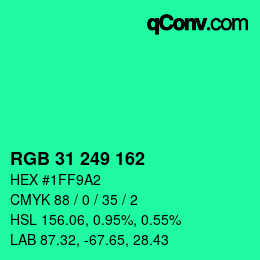 Color code: RGB 31 249 162 | qconv.com