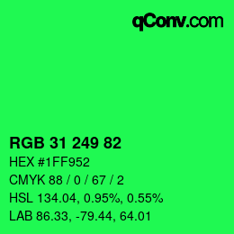 Color code: RGB 31 249 82 | qconv.com