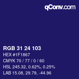 カラーコード: RGB 31 24 103 | qconv.com