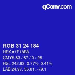 Color code: RGB 31 24 184 | qconv.com