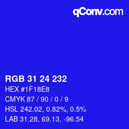 カラーコード: RGB 31 24 232 | qconv.com