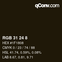 Color code: RGB 31 24 8 | qconv.com