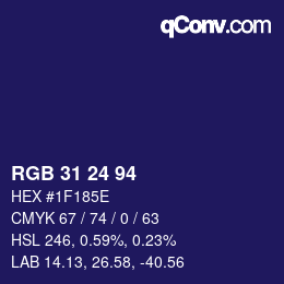 カラーコード: RGB 31 24 94 | qconv.com