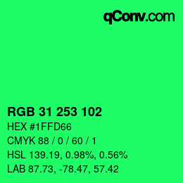 Color code: RGB 31 253 102 | qconv.com