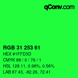 Color code: RGB 31 253 61 | qconv.com