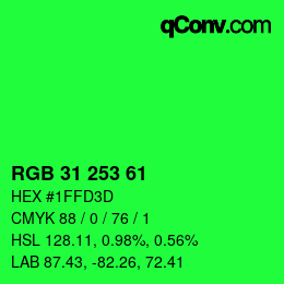 Color code: RGB 31 253 61 | qconv.com