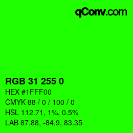 Color code: RGB 31 255 0 | qconv.com