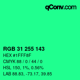 Color code: RGB 31 255 143 | qconv.com