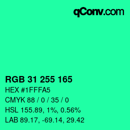 Color code: RGB 31 255 165 | qconv.com