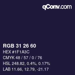 カラーコード: RGB 31 26 60 | qconv.com