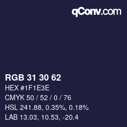颜色代码: RGB 31 30 62 | qconv.com