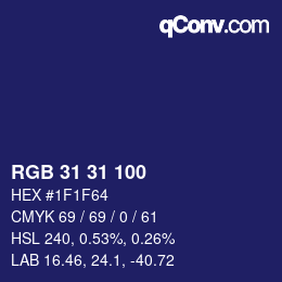 Color code: RGB 31 31 100 | qconv.com