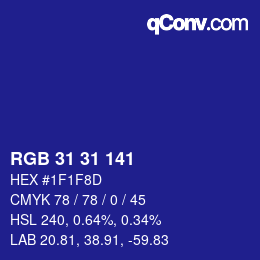 Color code: RGB 31 31 141 | qconv.com