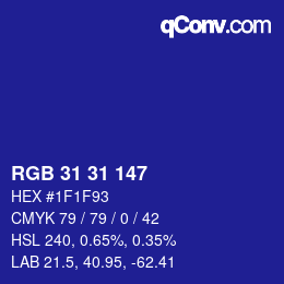Color code: RGB 31 31 147 | qconv.com