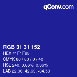 Color code: RGB 31 31 152 | qconv.com