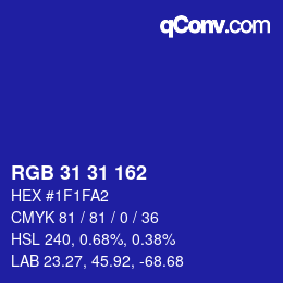 Color code: RGB 31 31 162 | qconv.com