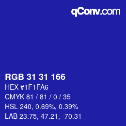 Color code: RGB 31 31 166 | qconv.com