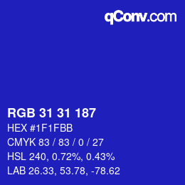 Color code: RGB 31 31 187 | qconv.com