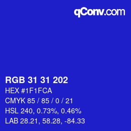 カラーコード: RGB 31 31 202 | qconv.com