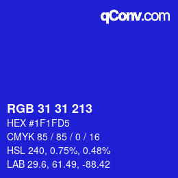 Color code: RGB 31 31 213 | qconv.com