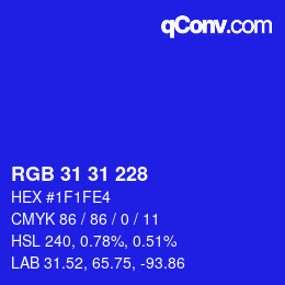 Color code: RGB 31 31 228 | qconv.com